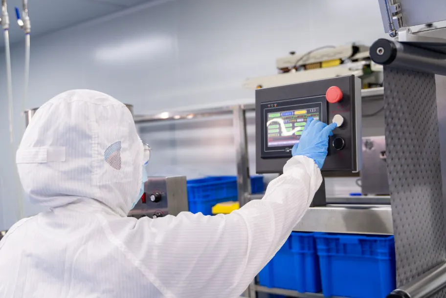 Operator running a production line